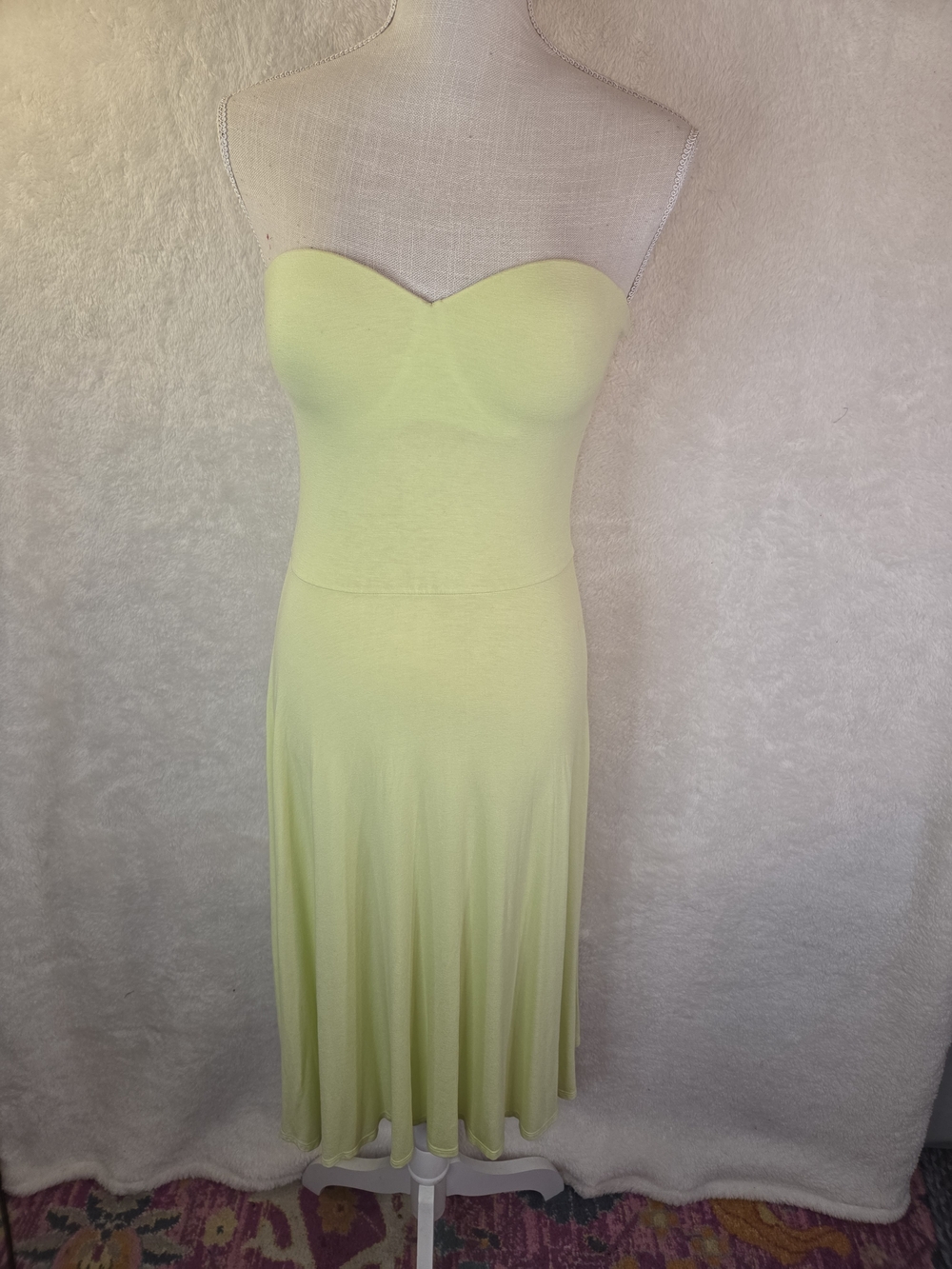 Victorias Secret Chartreuse Strapless Fit Flare Midi Dress Lime Green/yellow 32C